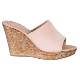 Small Swan Pantuflas de ante ligero rosa