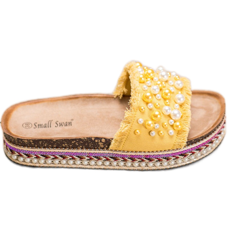 Small Swan Zapatillas En La Plataforma Con Perlas amarillo