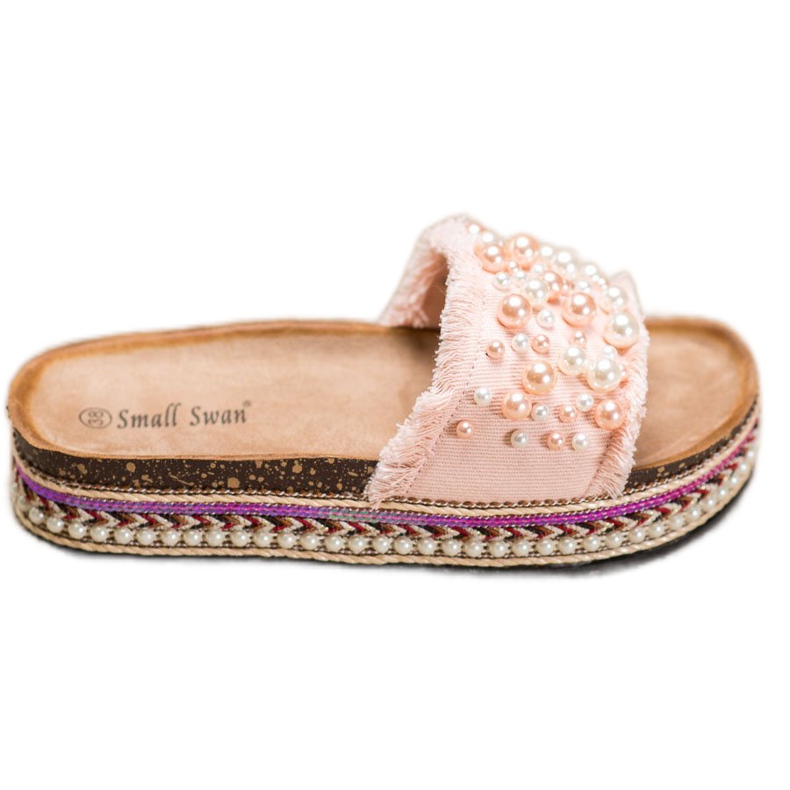 Small Swan Zapatillas En La Plataforma Con Perlas rosado