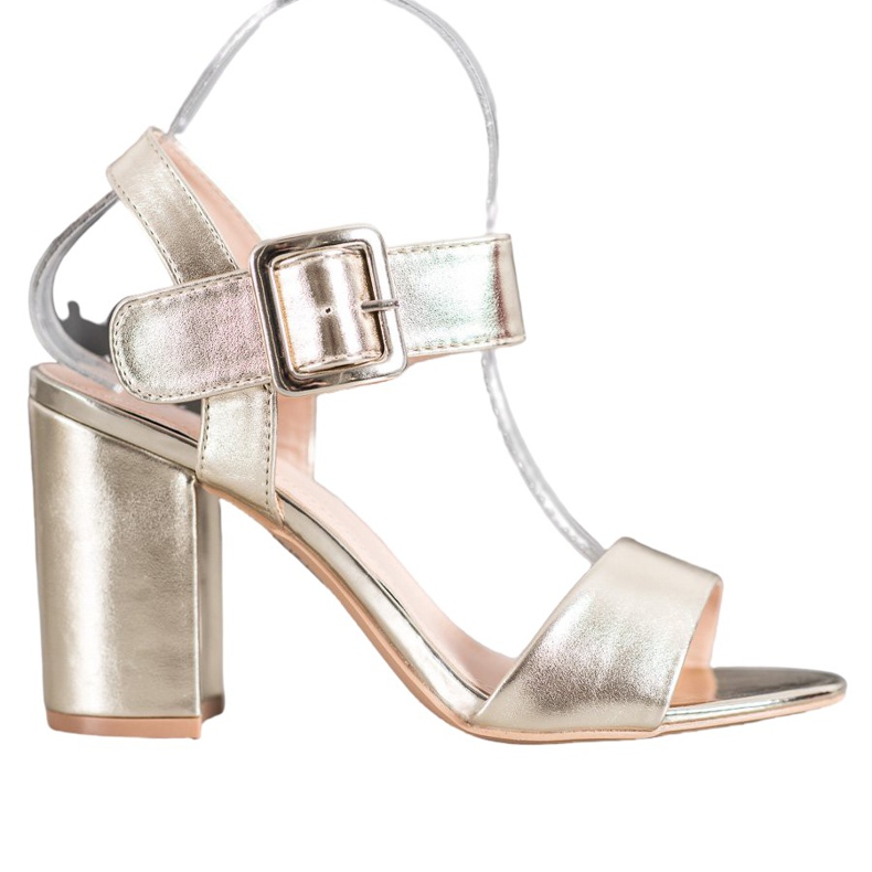 Small Swan Sandalias en una barra con cuero ecológico dorado Small Swan Sandalias en una barra con cuero ecológico dorado