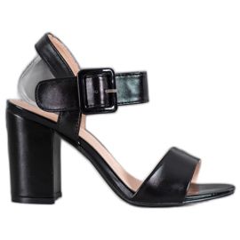 Small Swan Sandalias en una barra con cuero ecológico negro Small Swan Sandalias en una barra con cuero ecológico negro