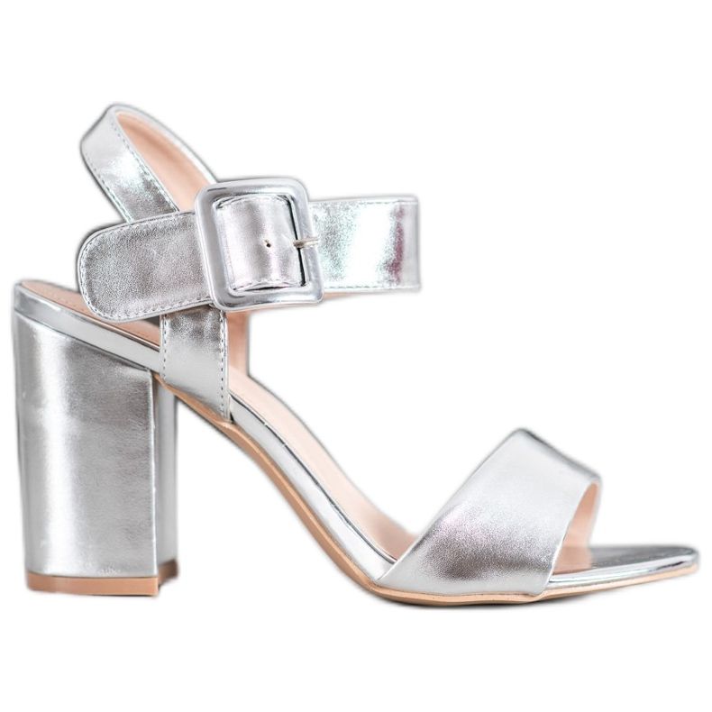 Small Swan Sandalias en una barra con cuero ecológico gris Small Swan Sandalias en una barra con cuero ecológico gris