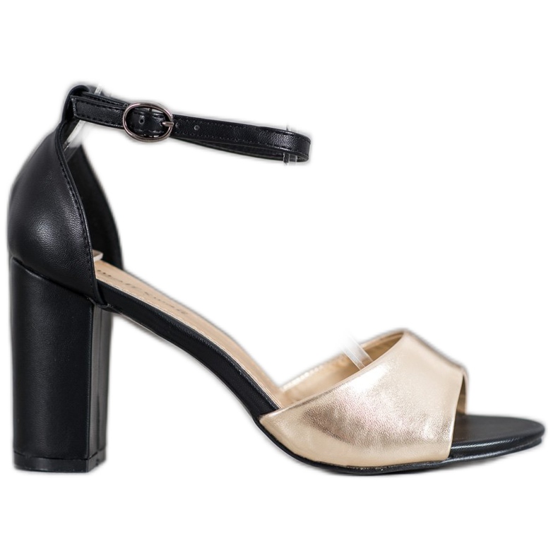 Small Swan Sandalias clásicas en un bar negro amarillo Small Swan Sandalias clásicas en un bar negro amarillo