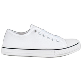 SHELOVET Zapatillas clásicas atadas blanco