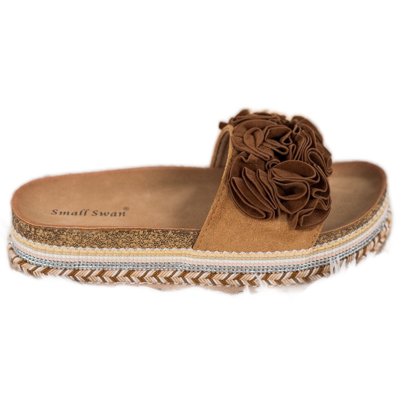 Small Swan Zapatillas de ante con adornos marrón