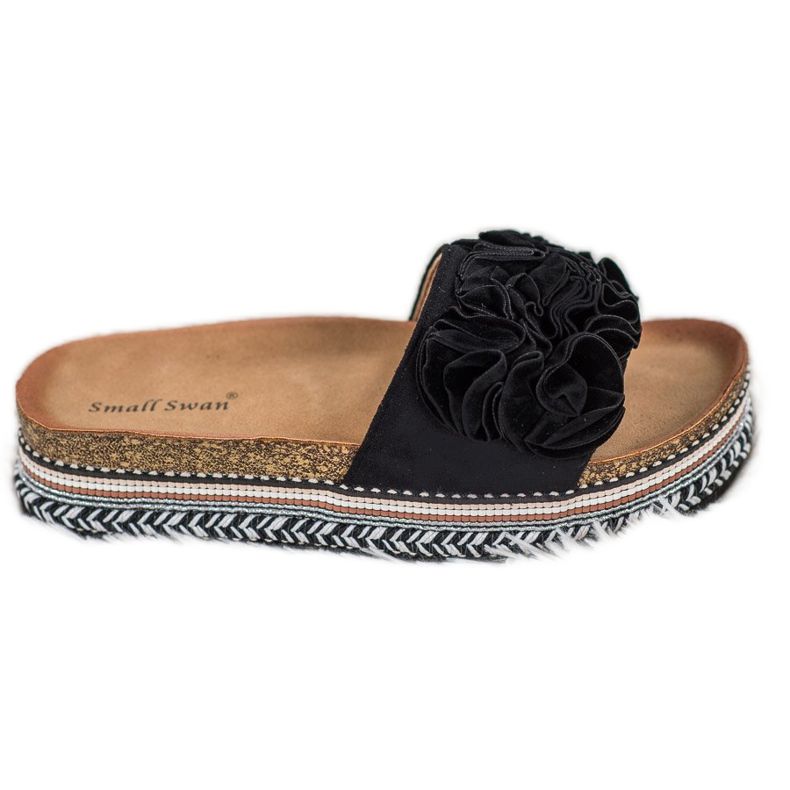 Small Swan Zapatillas de ante con adornos negro