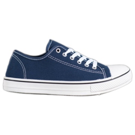 SHELOVET Zapatillas clásicas atadas azul marino