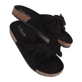 Negro 10-218 Pantuflas con suela de corcho negro