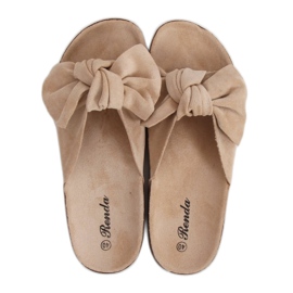 Beige 10-218 Pantuflas con suela de corcho beige