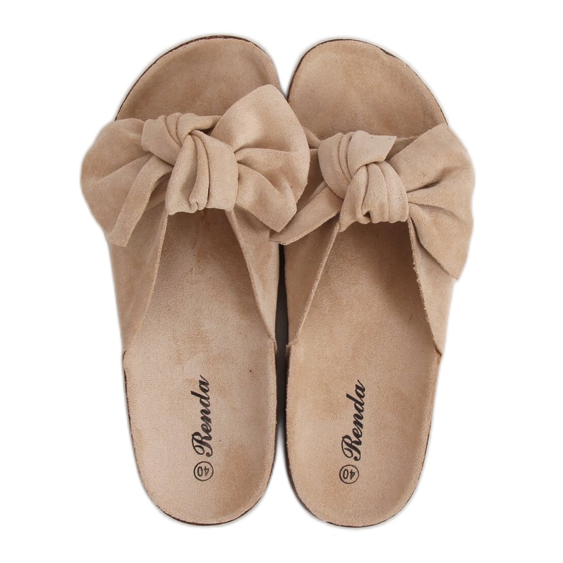 Beige 10-218 Pantuflas con suela de corcho beige Beige 10-218 Pantuflas con suela de corcho beige