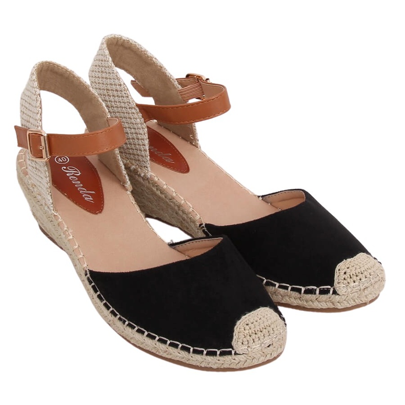Alpargatas negras con tacón de cuña S-820 Negro
