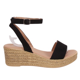 Sandalia cuña negra 019-18 Negro