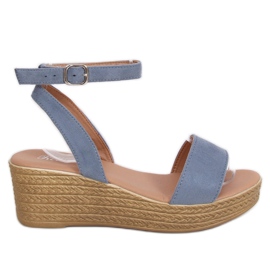Sandalias cuña azul 019-18 Azul
