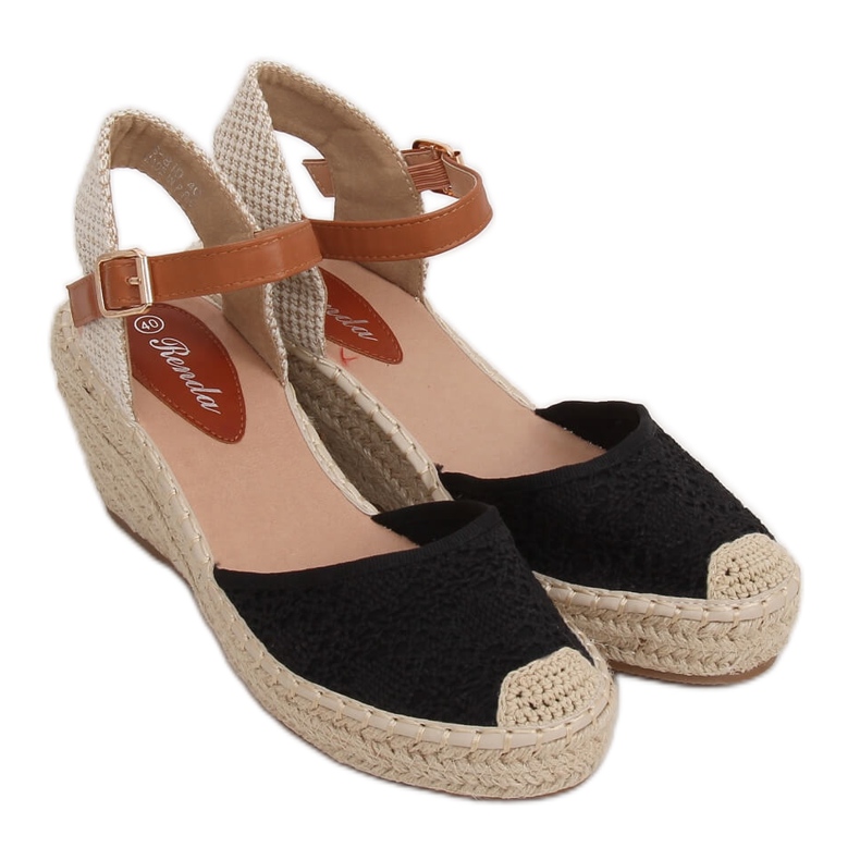 Alpargatas negras con cuñas, negro S-819 Negro