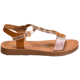 Filippo Sandalias de moda hechas de cuero ecológico beige dorado