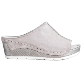 Filippo Pantuflas de Piel Plateadas gris