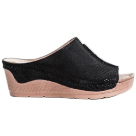 Filippo Pantuflas de Piel Negra negro