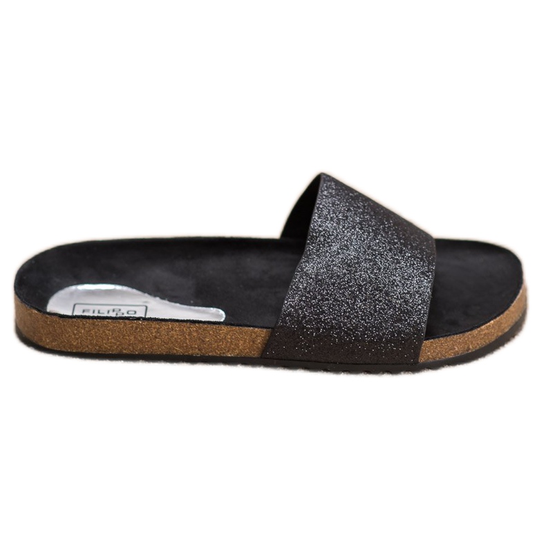 Filippo Pantuflas Negras Con Brillo negro