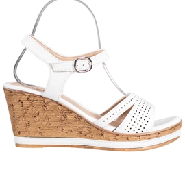 GOLL Sandalias de cuña con cuero ecológico blanco GOLL Sandalias de cuña con cuero ecológico blanco