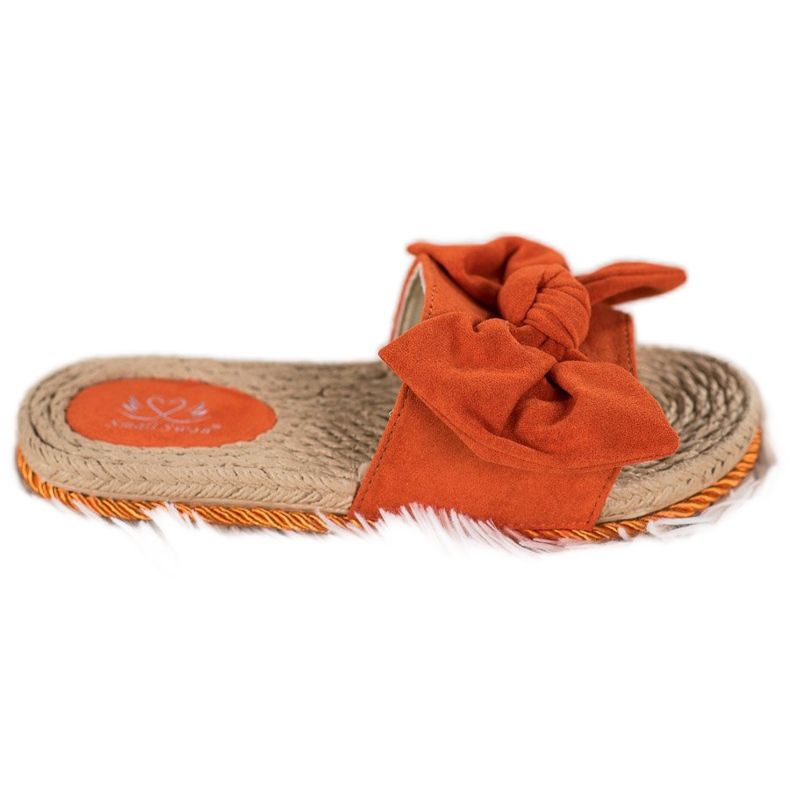 Small Swan Zapatillas de moda con un lazo naranja