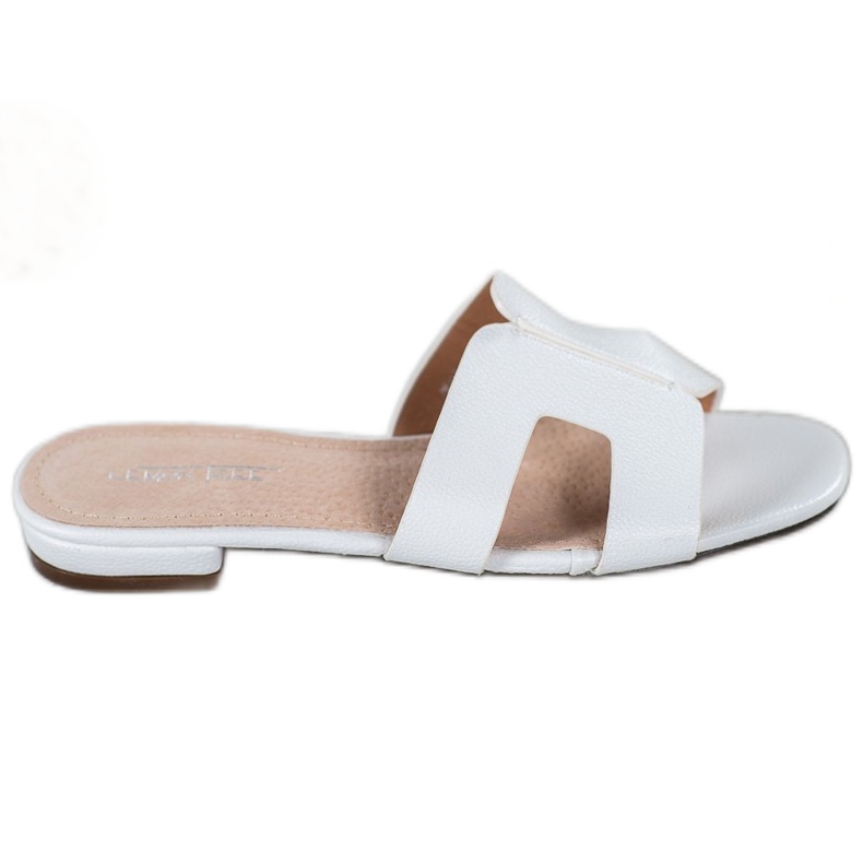 SHELOVET Pantuflas Clásicas de Piel Ecológica blanco