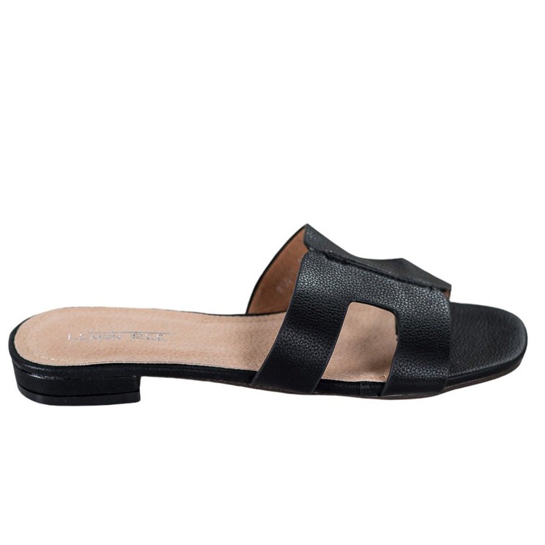 SHELOVET Pantuflas Clásicas de Piel Ecológica negro