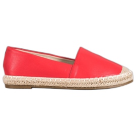 SHELOVET Alpargatas ligeras de ecopiel rojo