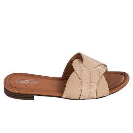 SHELOVET Pantuflas Elegantes de Piel Ecológica beige