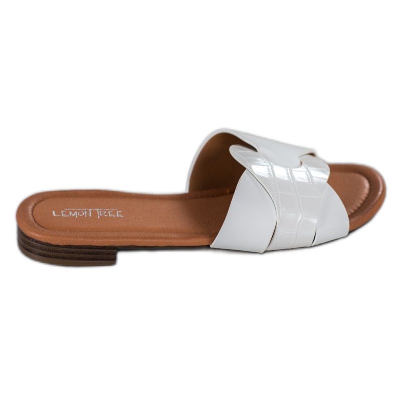 SHELOVET Pantuflas Elegantes de Piel Ecológica blanco