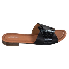 SHELOVET Pantuflas Elegantes de Piel Ecológica negro