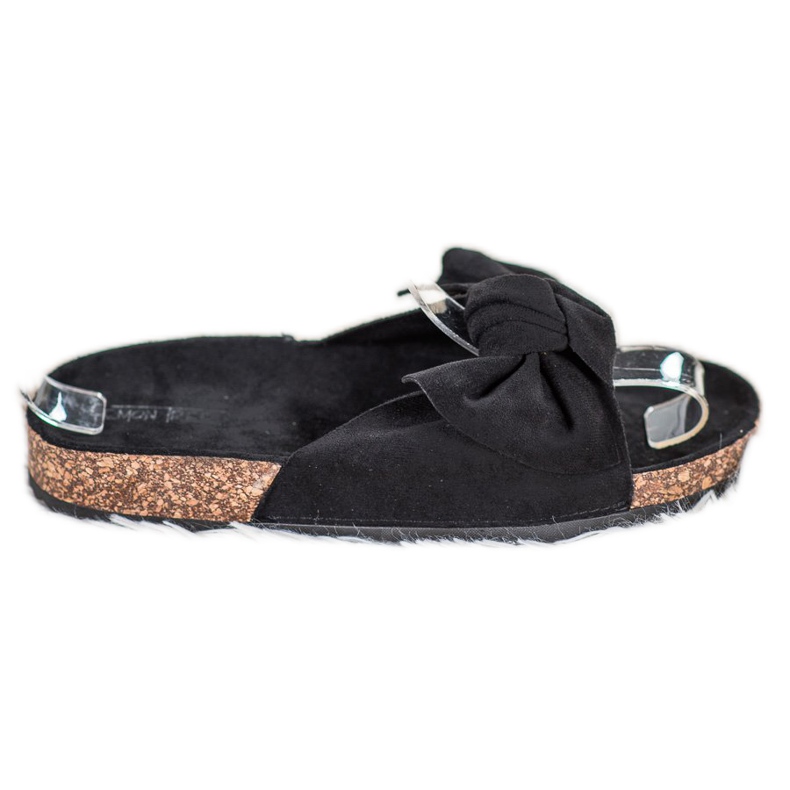 SHELOVET Pantuflas de ante con lazo negro