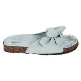 SHELOVET Pantuflas de ante con lazo verde