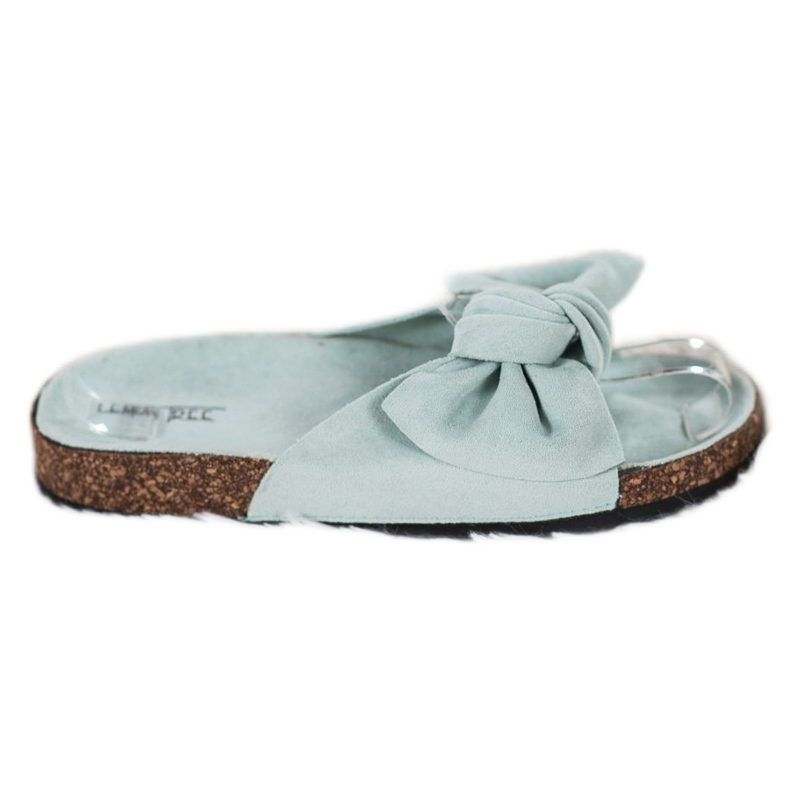 SHELOVET Pantuflas de ante con lazo verde