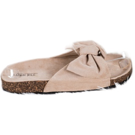 SHELOVET Pantuflas de ante con lazo marrón