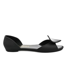 Bailarinas de goma melissa negra con corazón KM121-8 negro Bailarinas de goma melissa negra con corazón KM121-8 negro