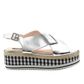 Sandalias plateadas en la plataforma 1507-40 gris
