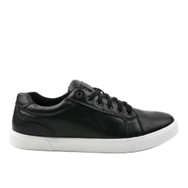 Zapatillas de hombre negras de cuero ecológico D83701 negro