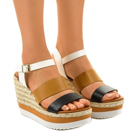 Sandalias de cuña negras alpargatas VB76062 blanco marrón negro multicolor