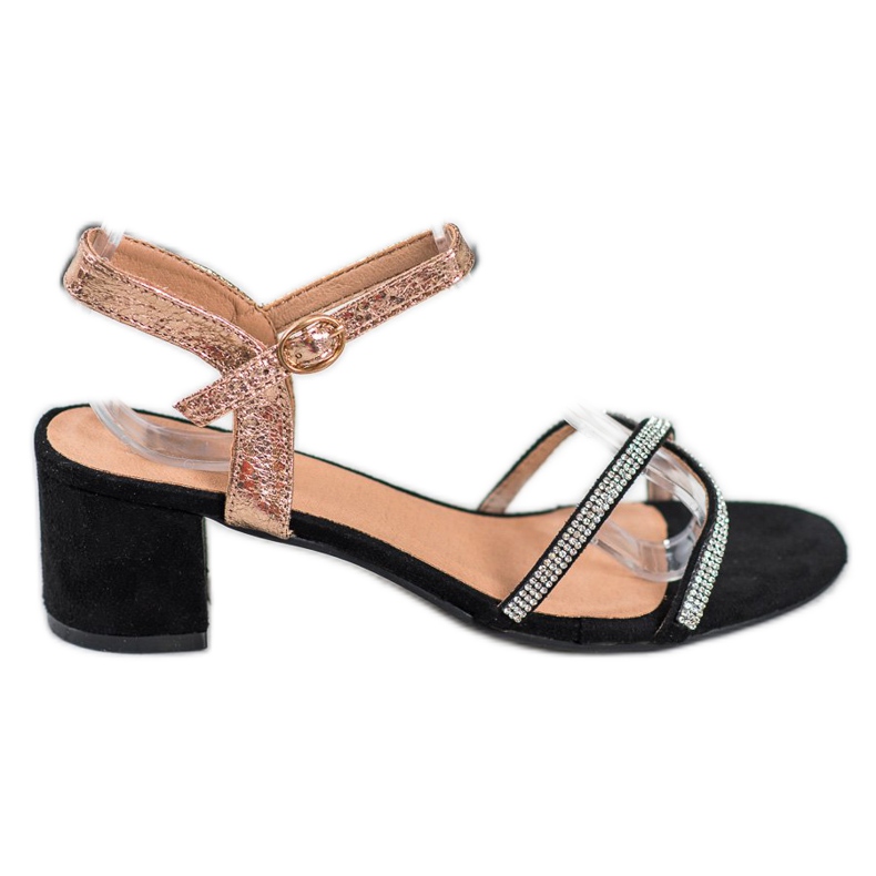 Small Swan Sandalias en una barra con zirconia cúbica negro amarillo