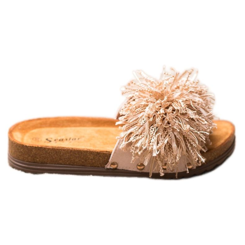 Seastar Pantuflas beige con flecos
