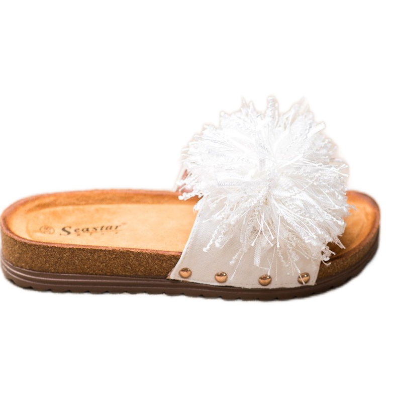 Seastar Pantuflas Blancas Con Flecos blanco