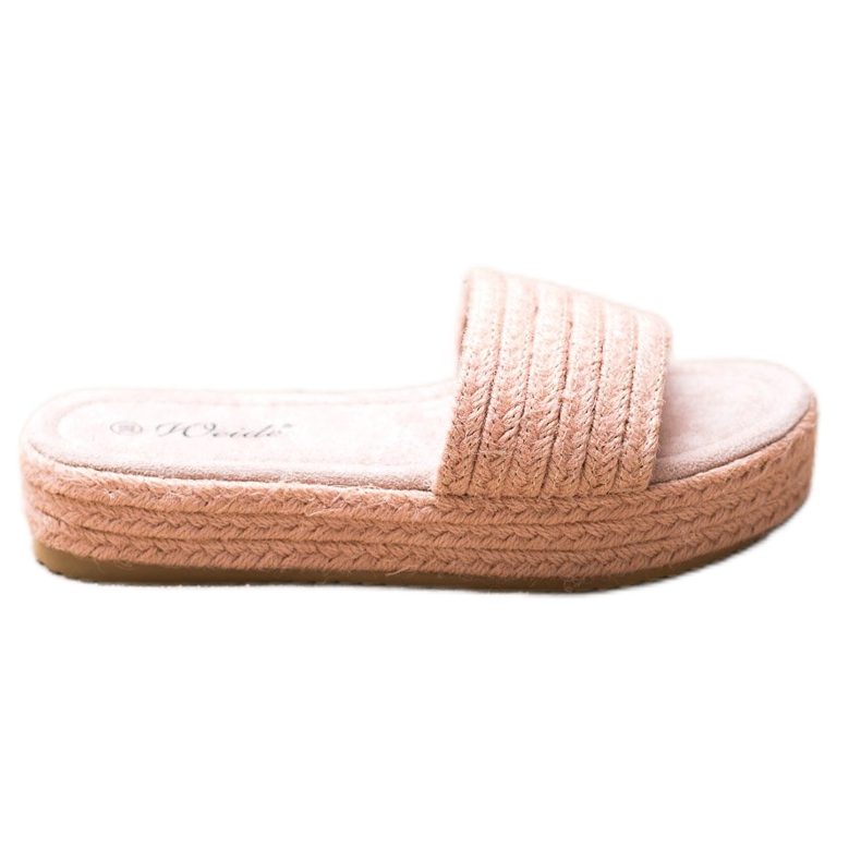 Weide Zapatillas de paja en la plataforma rosado