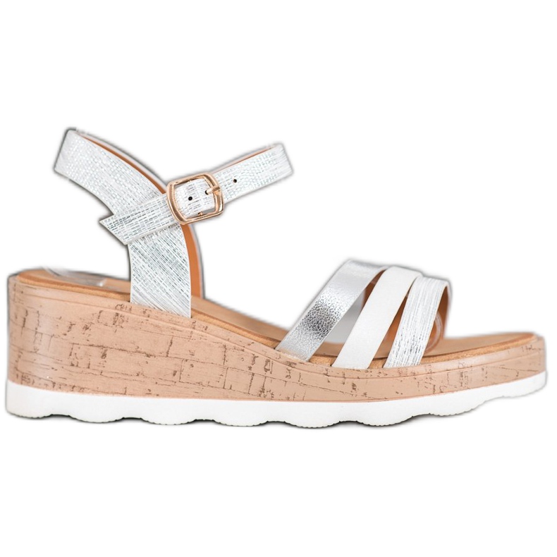 Weide Sandalias de cuña plateadas blanco gris