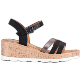 Weide Sandalias de cuña negras negro