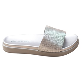 SHELOVET Pantuflas Clásicas Plateadas gris