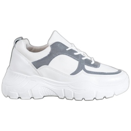 SHELOVET Zapatillas de deporte con cordones de moda blanco