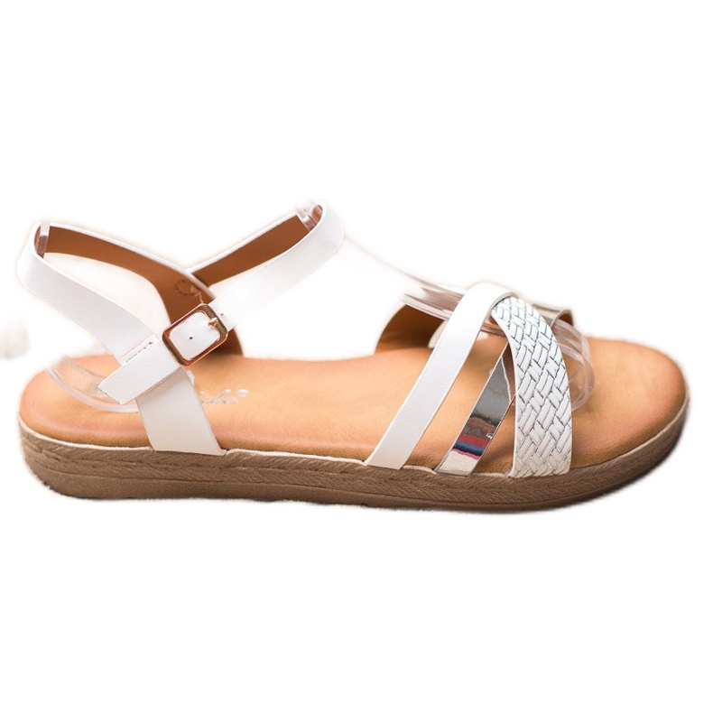 Weide Sandalias elegantes hechas de cuero ecológico blanco gris