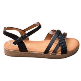Weide Sandalias elegantes hechas de cuero ecológico negro