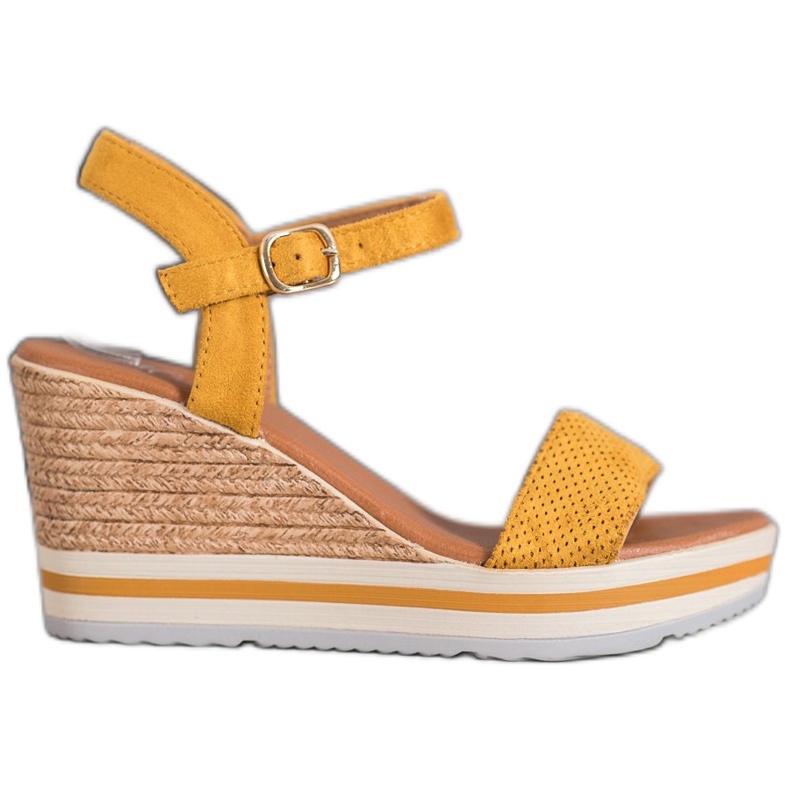 Weide Cuñas de gamuza de moda amarillo Weide Cuñas de gamuza de moda amarillo