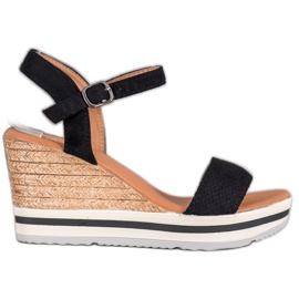 Weide Cuñas de gamuza de moda negro Weide Cuñas de gamuza de moda negro